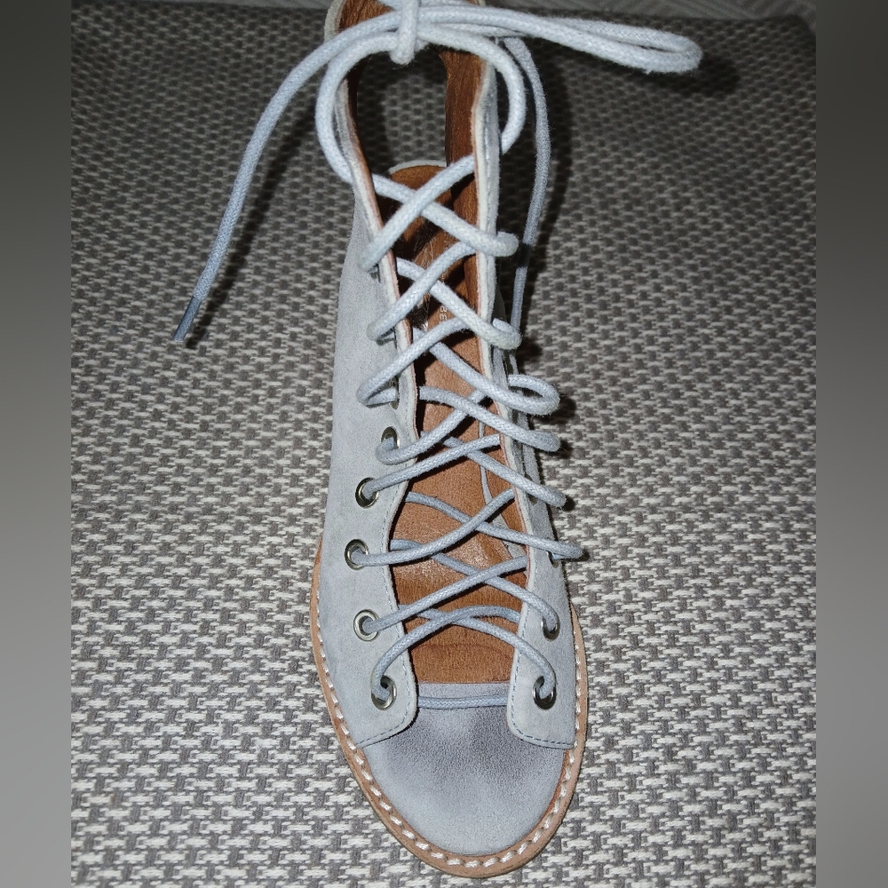 Jeffrey Campbell for Free People Laceup Open Heel Bootie Chunky Heel Sz 6.5